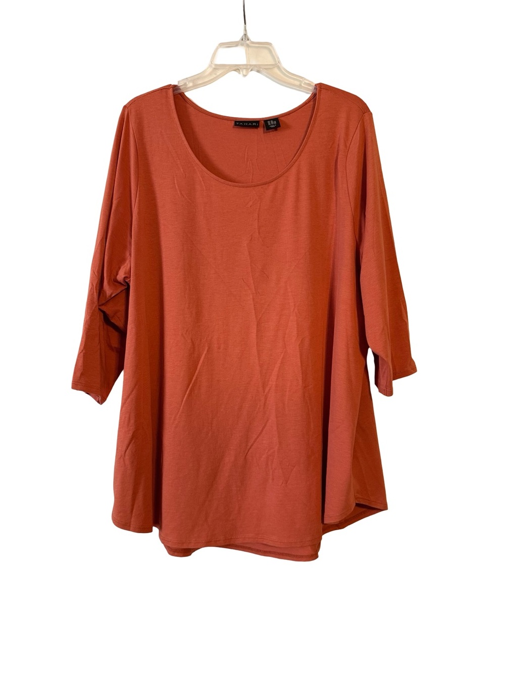 Tahari Rust Scoop Neck 3/4 Sleeve Tunic